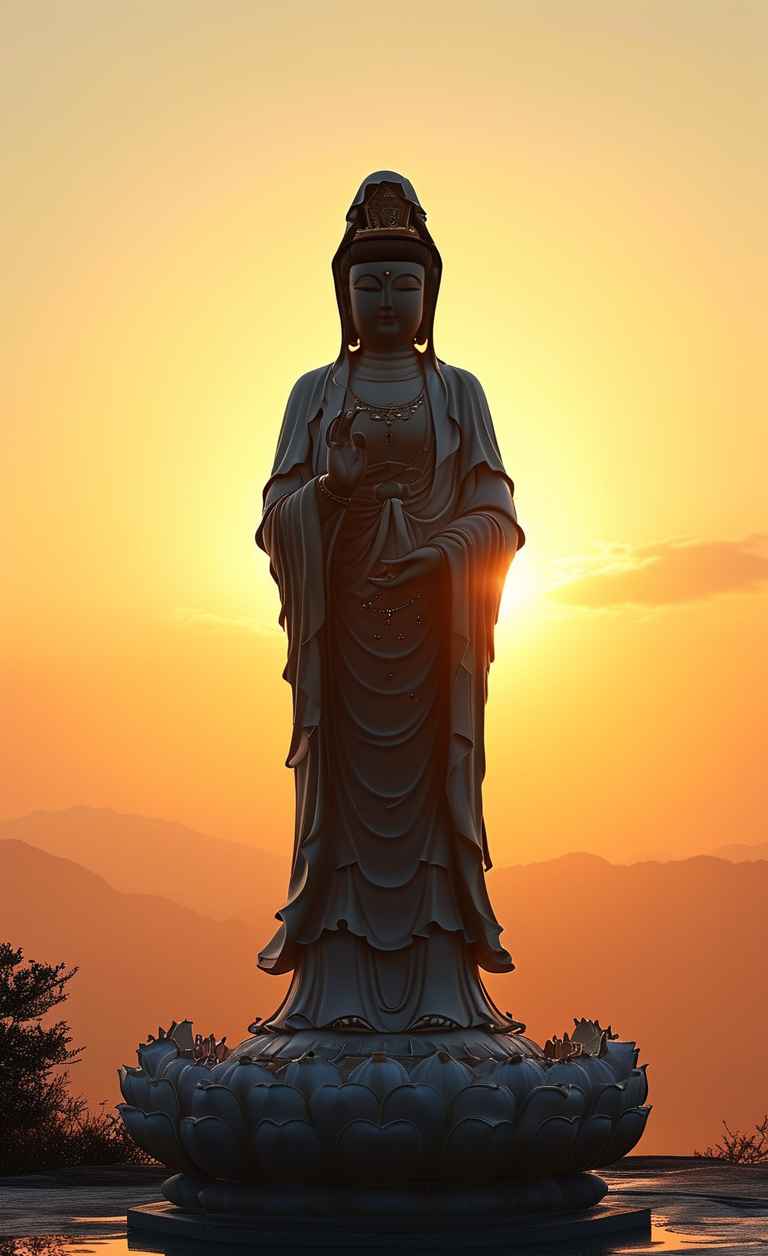 夕阳黄昏下的观音庄严 7