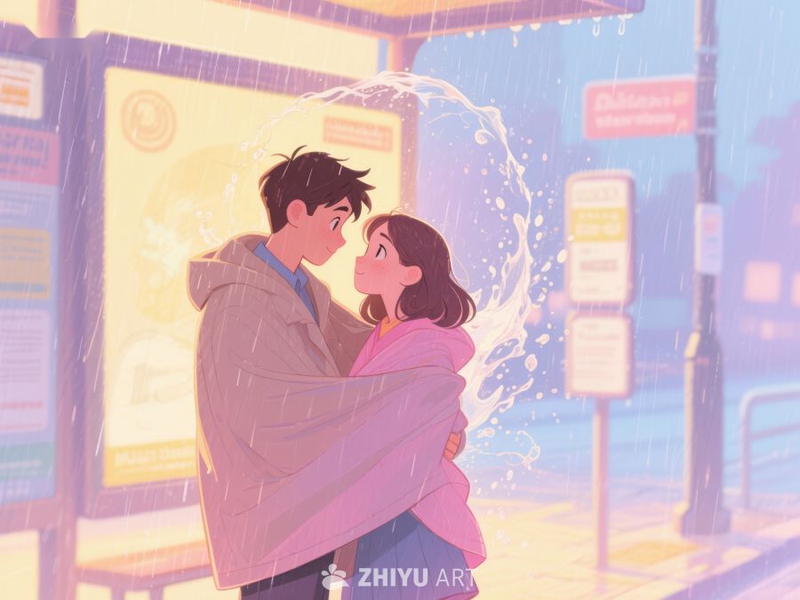 雨中相拥的恋人 1181