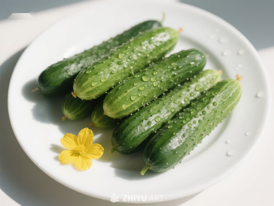 新鲜黄瓜盘中摆放 241