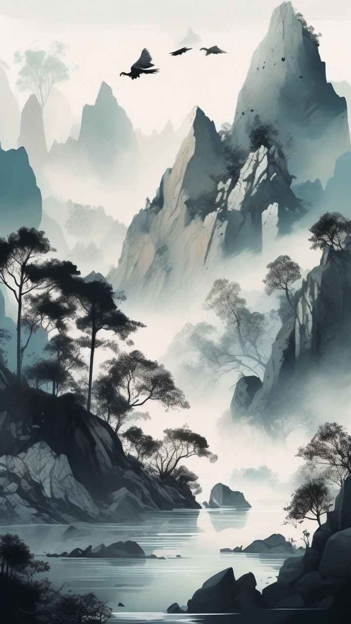 国风山水画背景插画 41