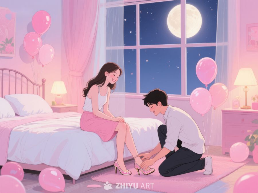 温馨夜晚，情侣共度甜蜜时光 820