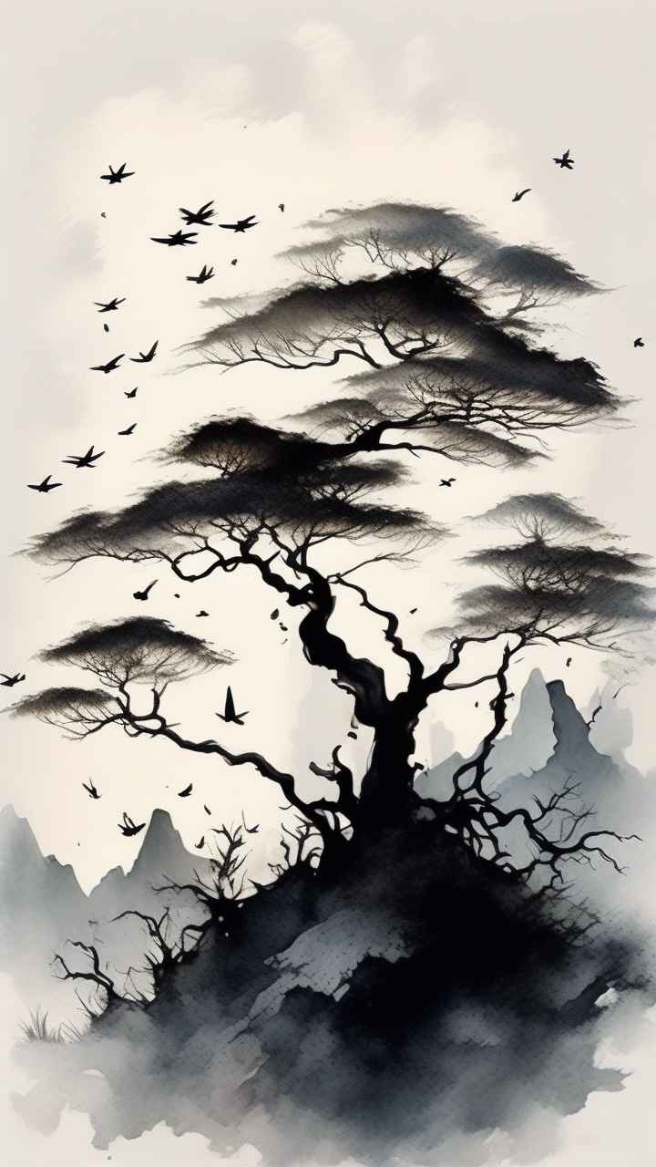 古风山水画唯美背景图 93