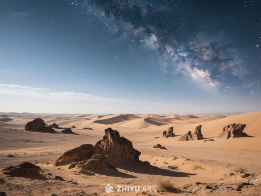 沙漠夜景：银河与沙丘的壮丽邂逅 92