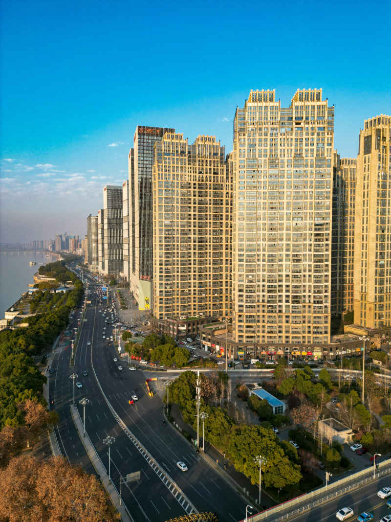 湖南长沙城市建筑高楼交通航拍摄影图