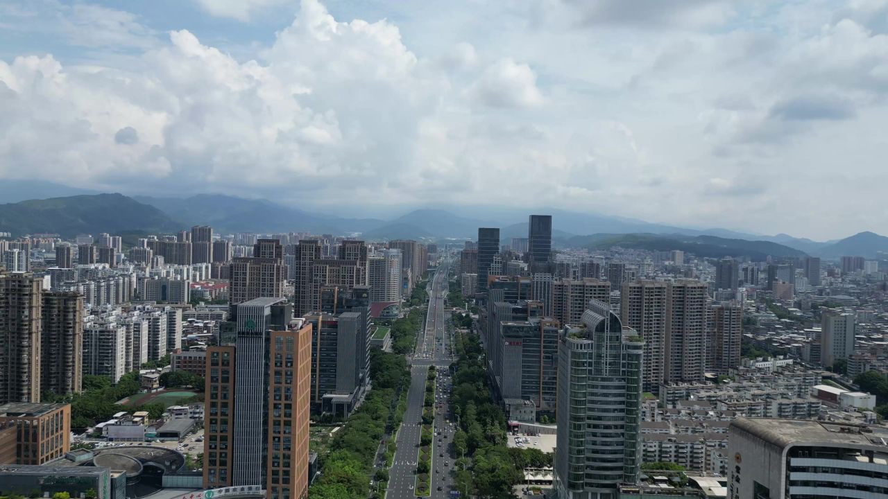 航拍福建龙岩龙岩大道
