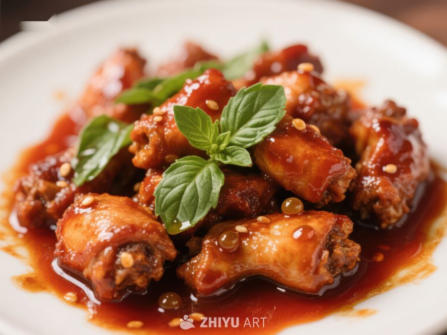 美味酱汁鸡翅配新鲜香草 568