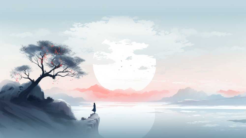 浅白色唯美意境背景图99