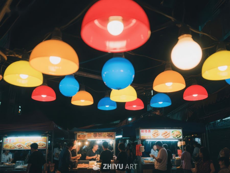 夜市灯光下的热闹场景 834