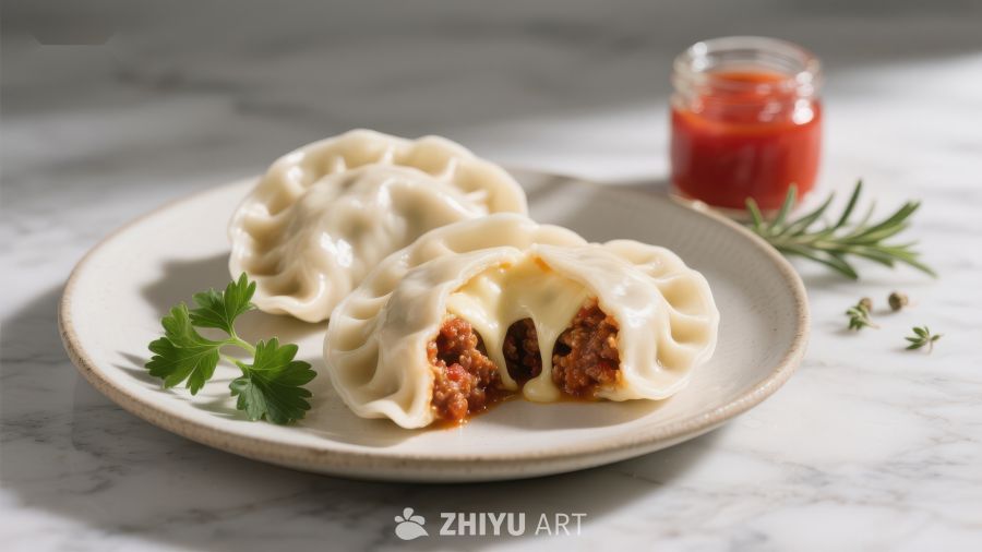 美味饺子配番茄酱