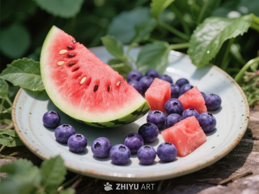 夏日清凉：西瓜与蓝莓的美味组合 461