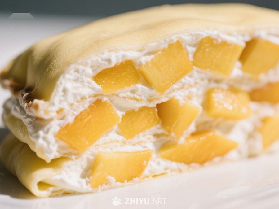 芒果奶油千层蛋糕切片