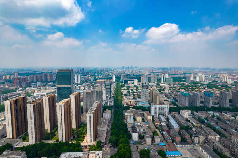 山东淄博城市风光天际线航拍摄影图