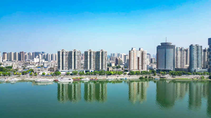湖北襄阳城市风光航拍摄影图