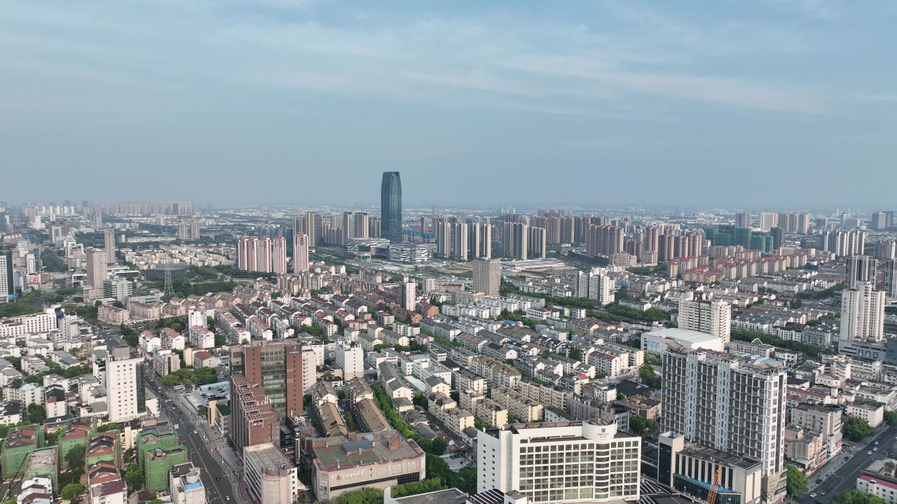 昆山城区大场景航拍