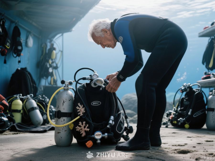 潜水员准备装备 705