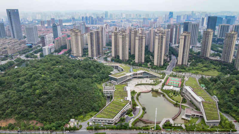 湖南株洲城市风光航拍 