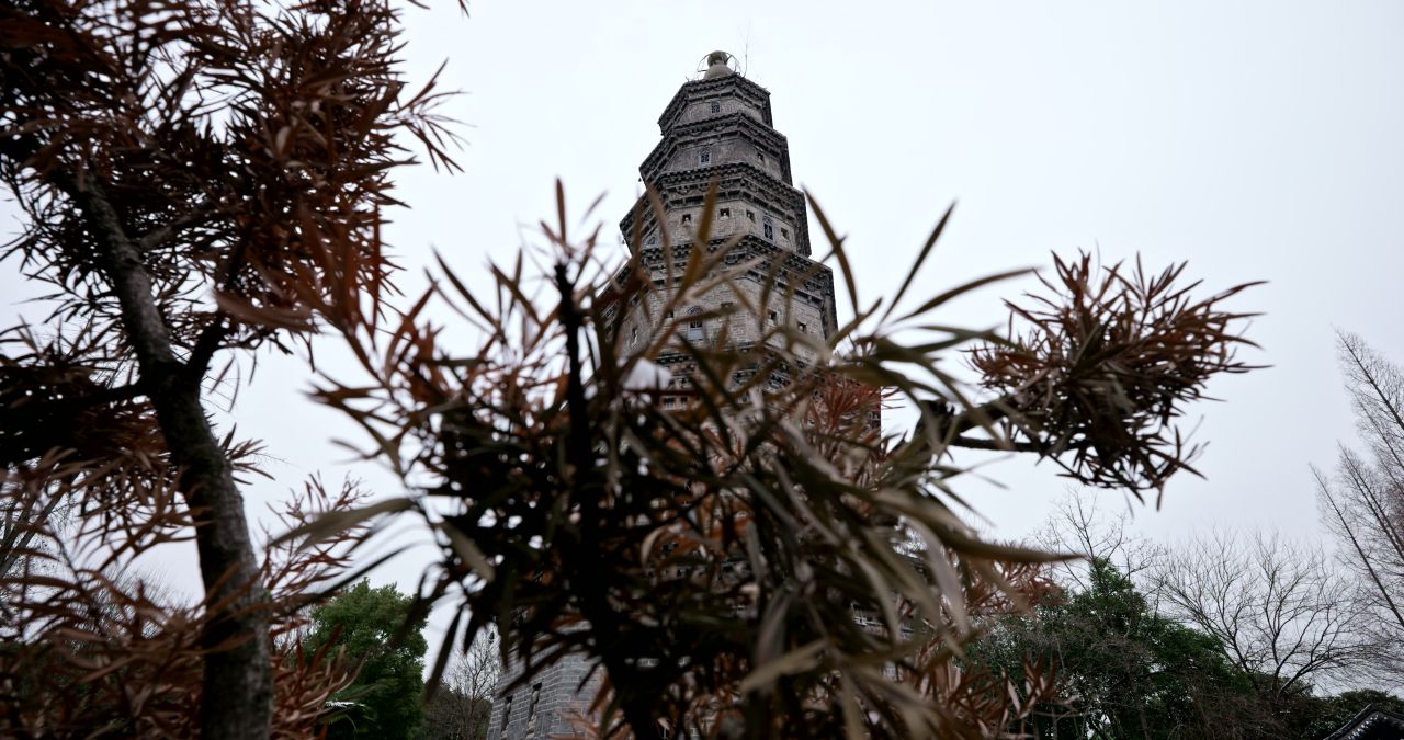 湖北万寿园万寿宝塔实拍航拍视频