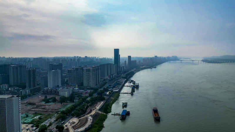湖北宜昌城市风光航拍图 