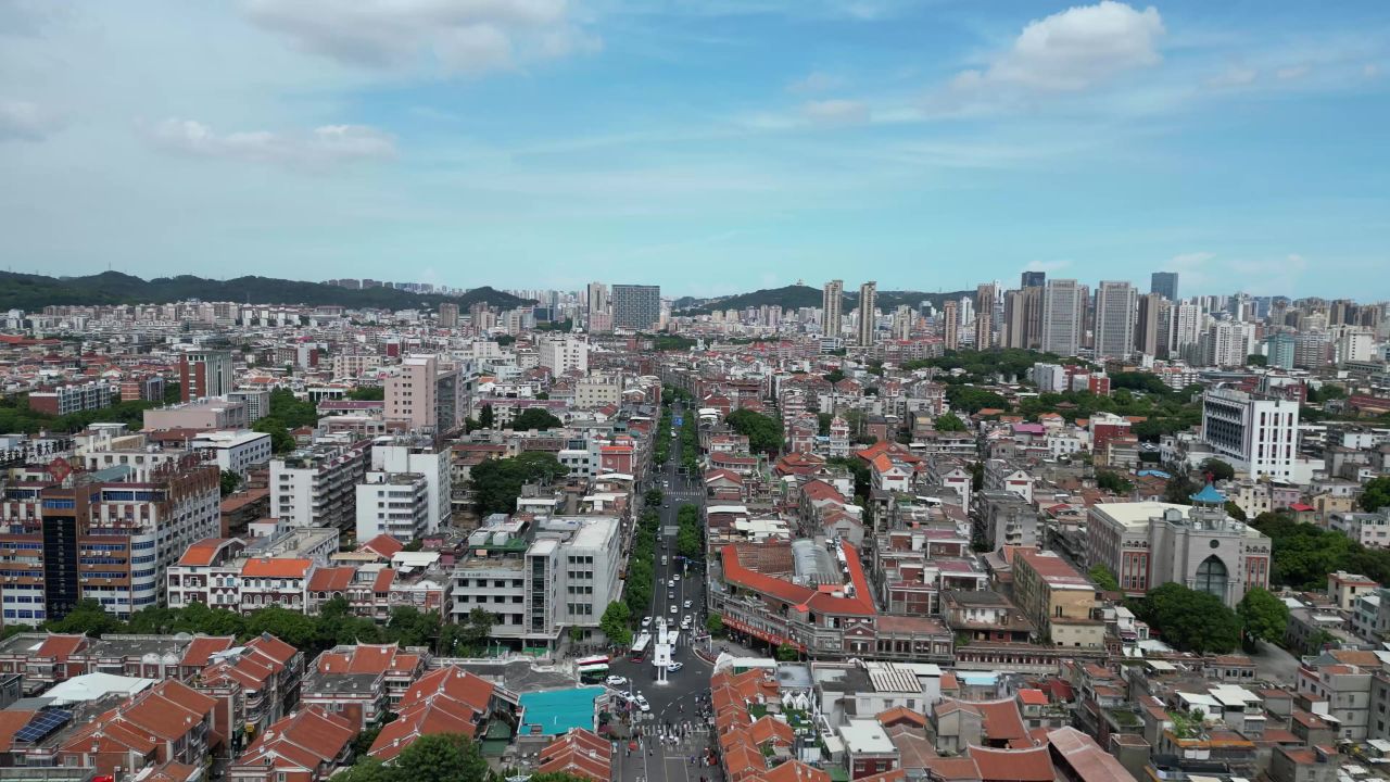 航拍福建泉州古城历史街区