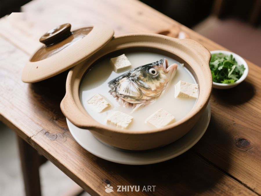 鱼头豆腐汤，热气腾腾的美味佳肴 1123