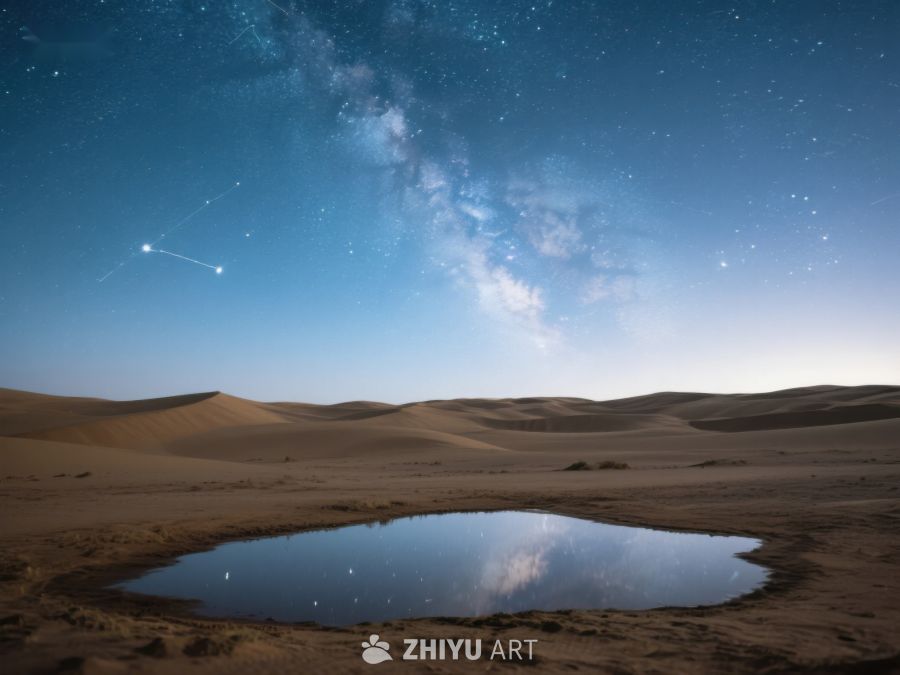 沙漠夜景：星空与水洼的倒影 82