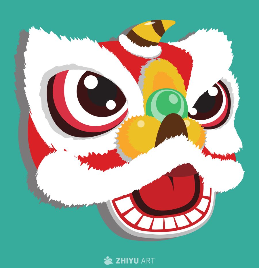 狮子头卡通画