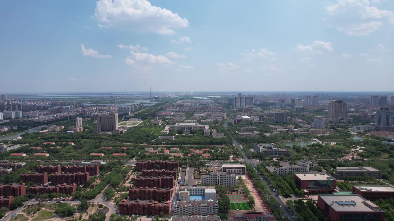 山东东营城市风光航拍  