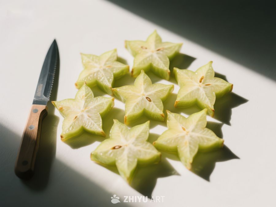 切片杨桃与刀具的静物组合 400