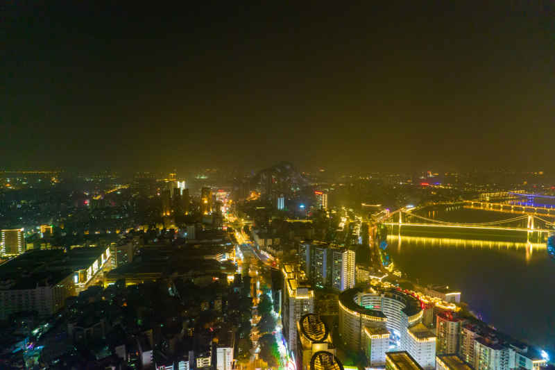 柳州夜景灯光柳江航拍摄影图