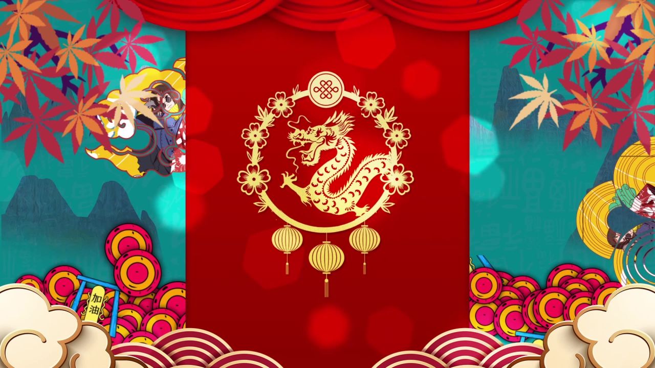 古风背景视频 中国风 意境春天 桃花 水墨 105