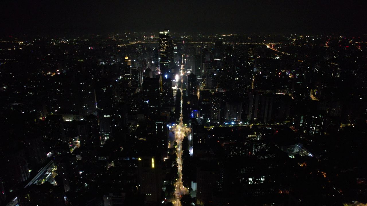 江苏南京城市夜景灯光航拍 