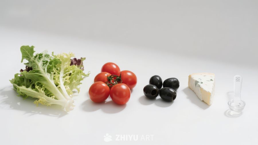 新鲜蔬菜与奶酪静物摆拍
