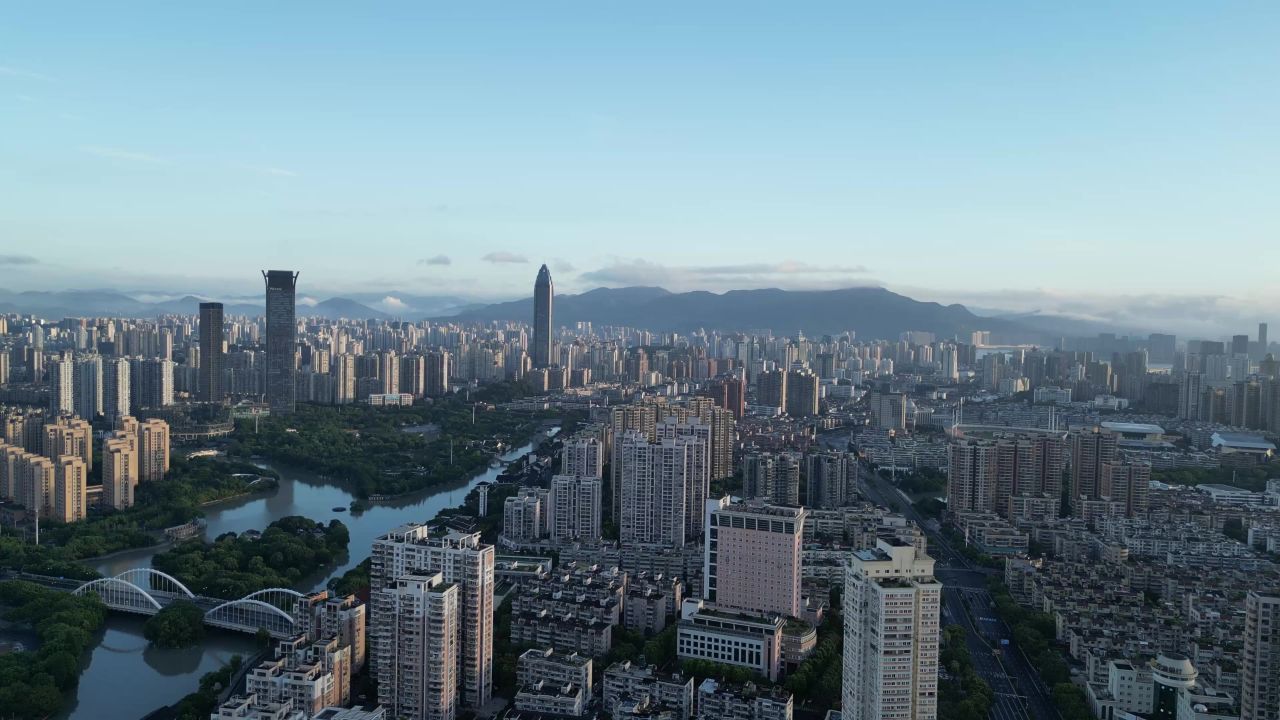  航拍温州城市天际线温州大景