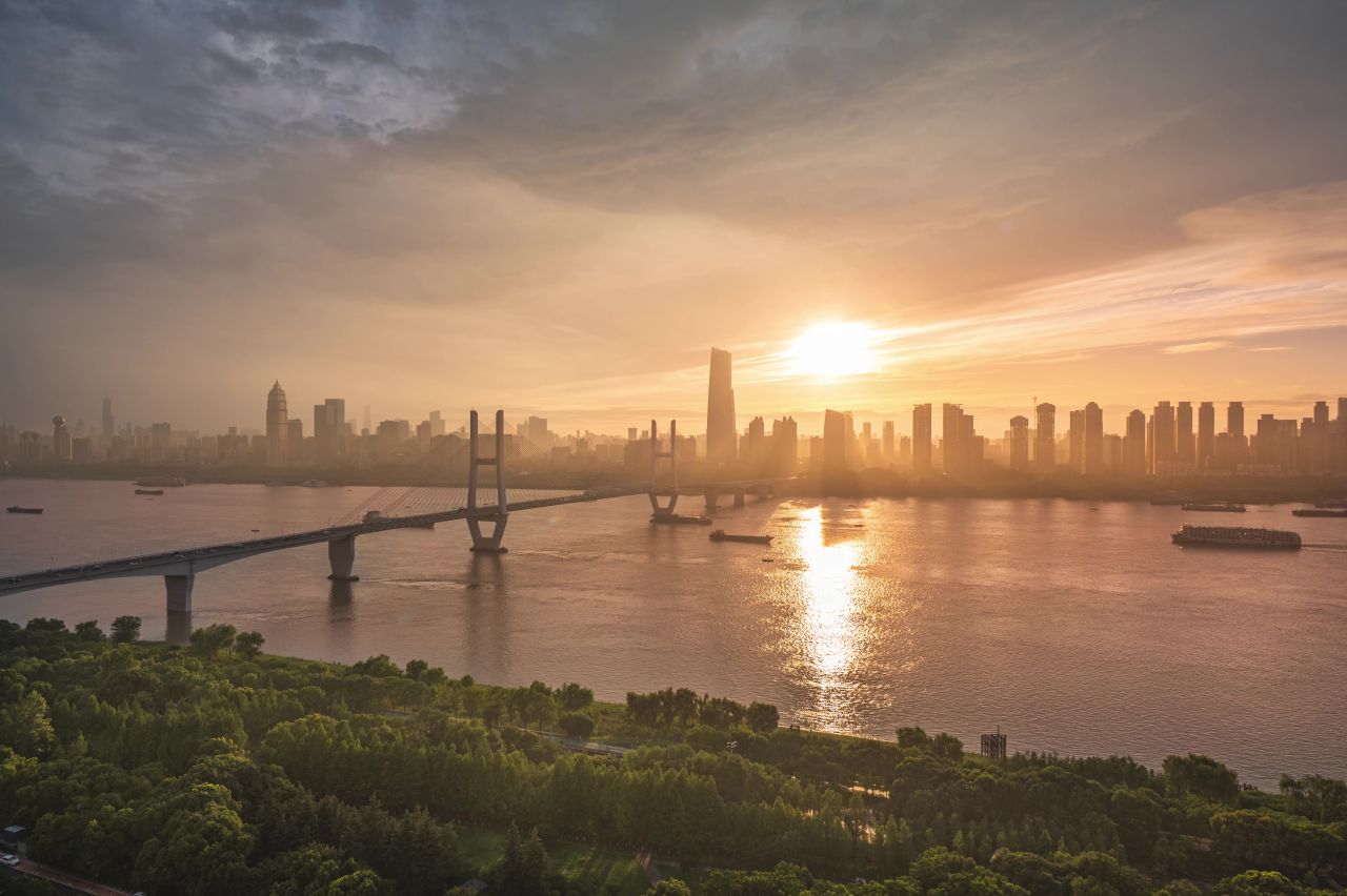 武汉长江二桥晚霞夜景延时