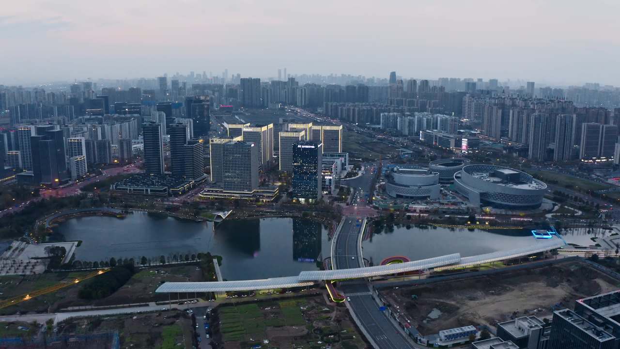 航拍成都天府新区AI创新中心夜景 1