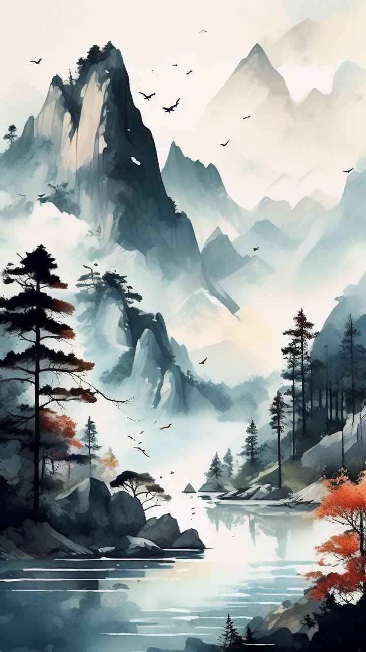 山水画国风背景 96