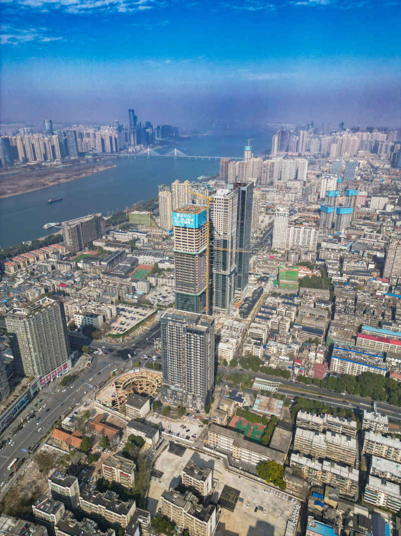湖南长沙城市风光航拍摄影图 