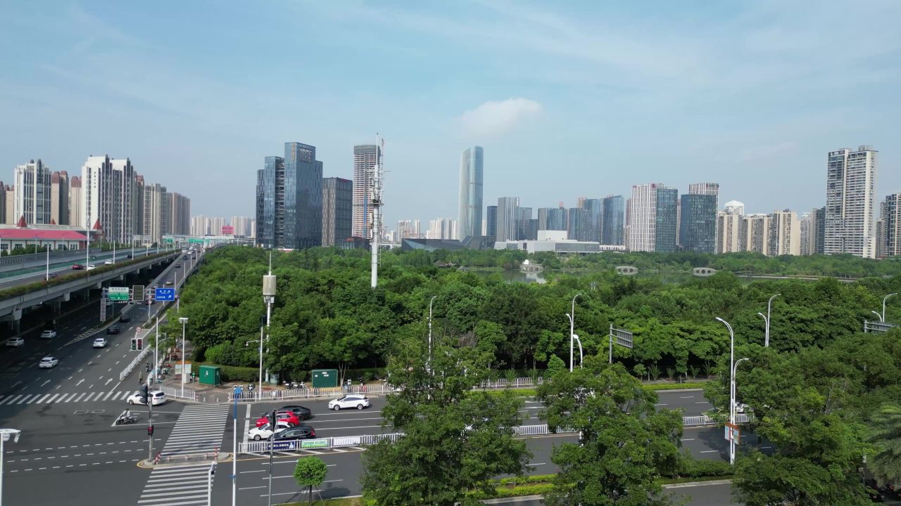 航拍江西赣州中央公园