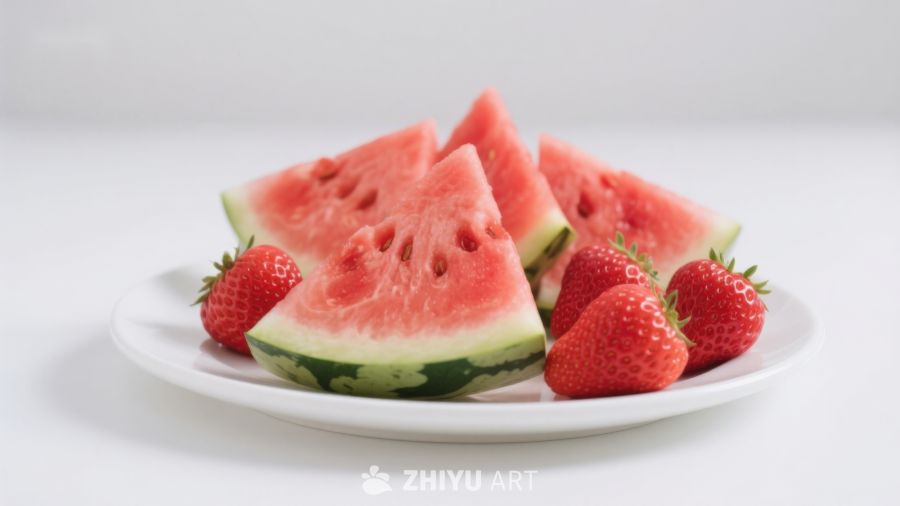 西瓜草莓盘中摆放 479