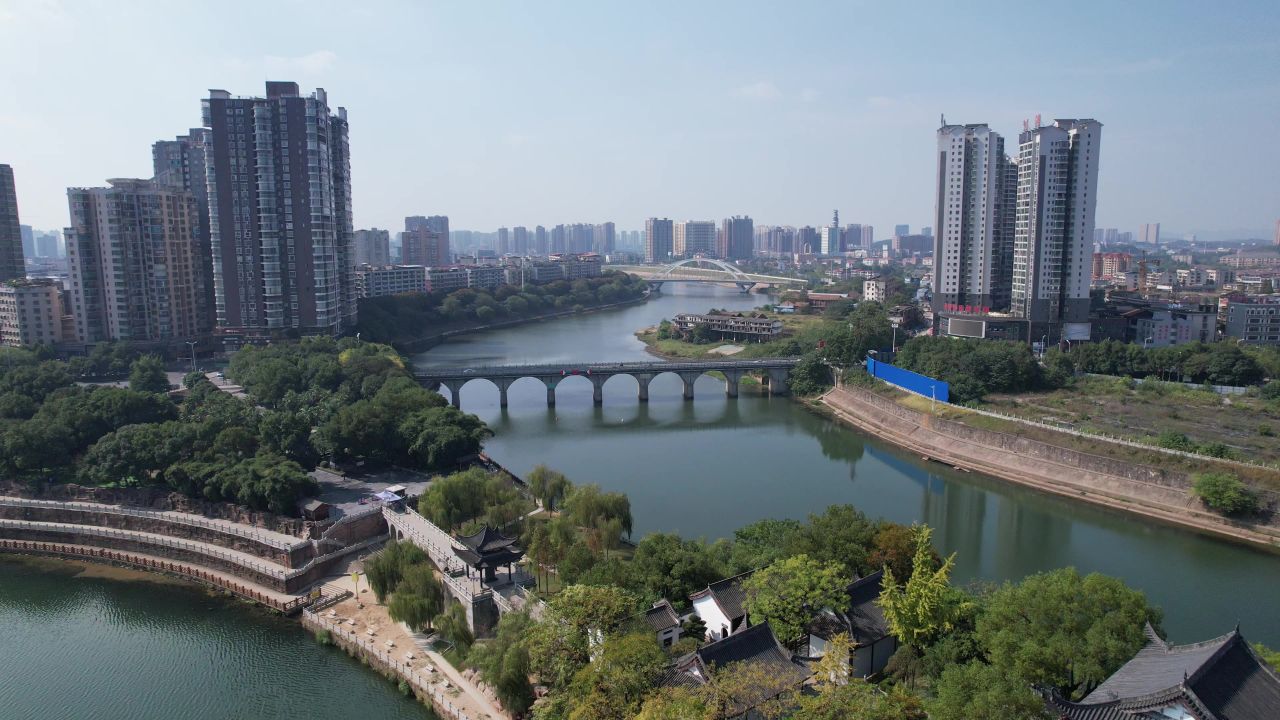 湖南衡阳湘江风光航拍
