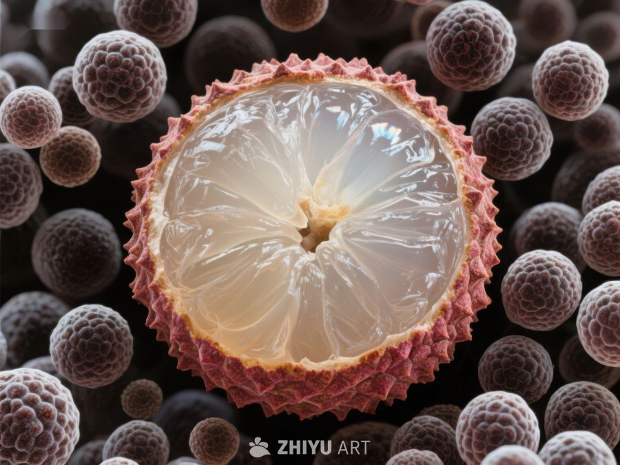 新鲜荔枝剖面特写 702