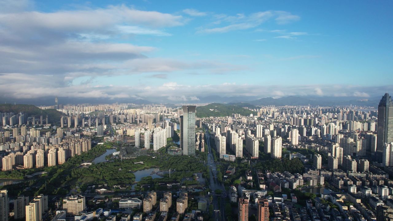浙江温州城市风光航拍 