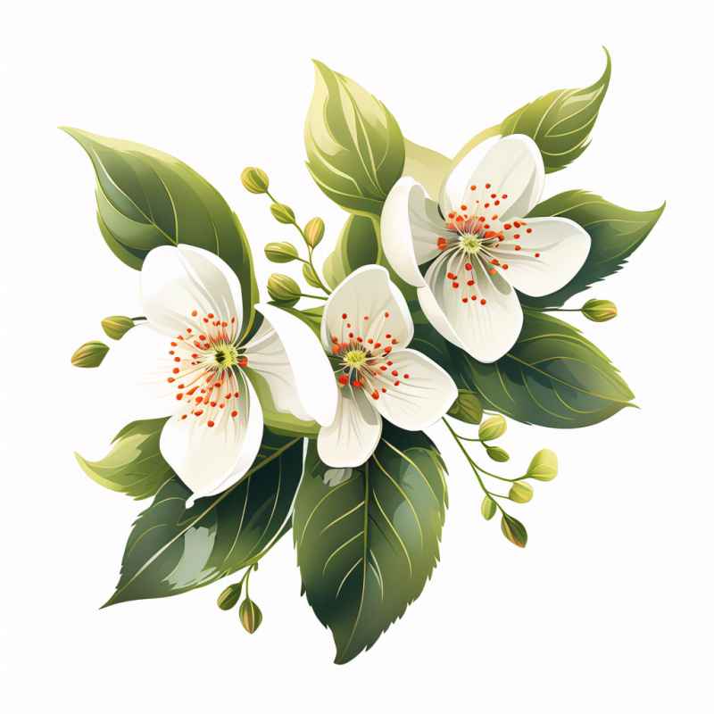 春季梨花扁平插画 3
