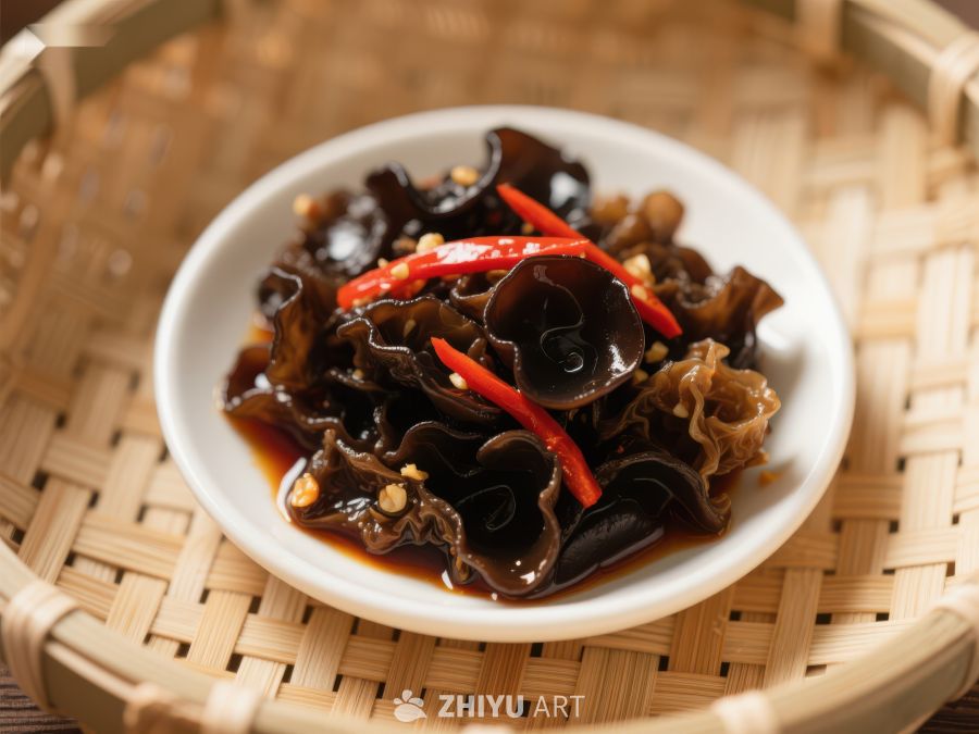 凉拌木耳配红椒，美味小菜 864