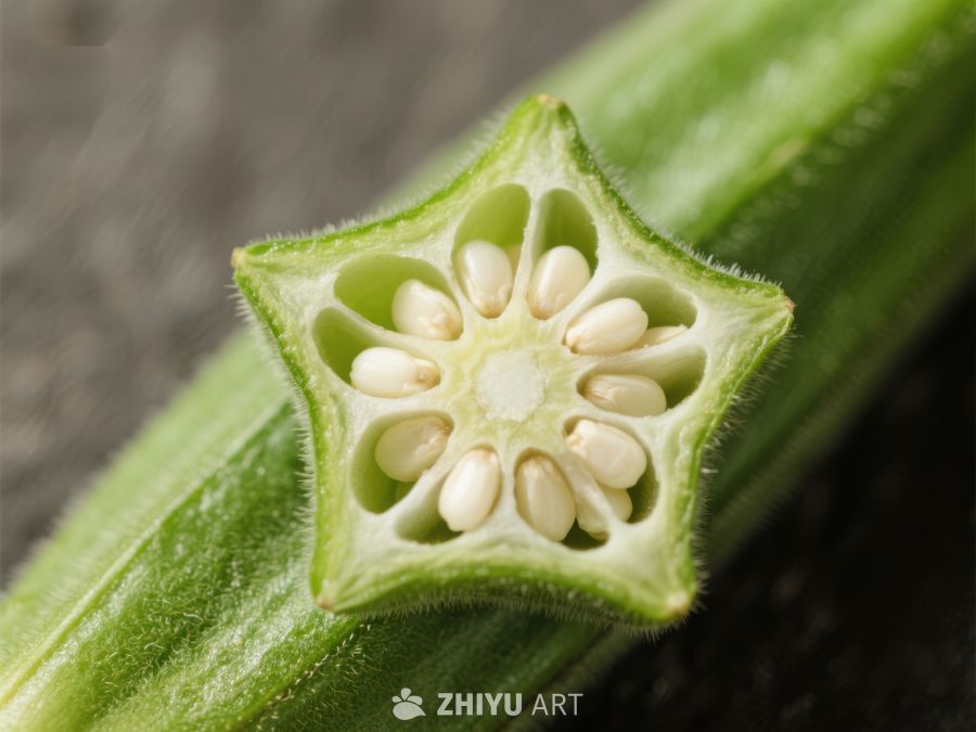 切开的秋葵展示星形内部结构 269