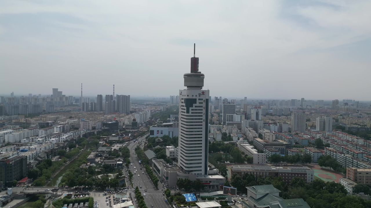 航拍山东济宁通信大厦 