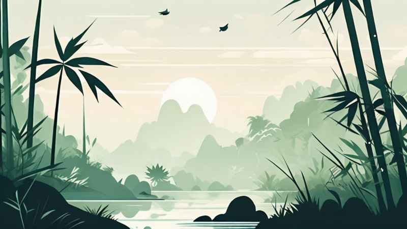 绿竹水墨插画背景图 40