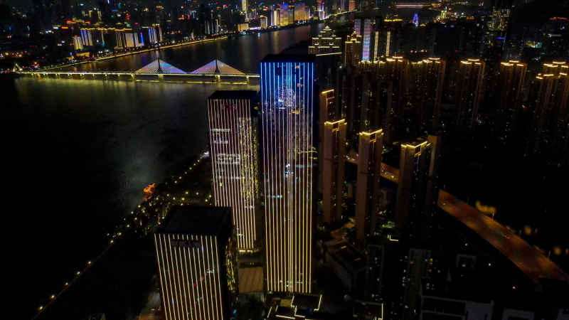 湖南长沙城市风光航拍摄影图 