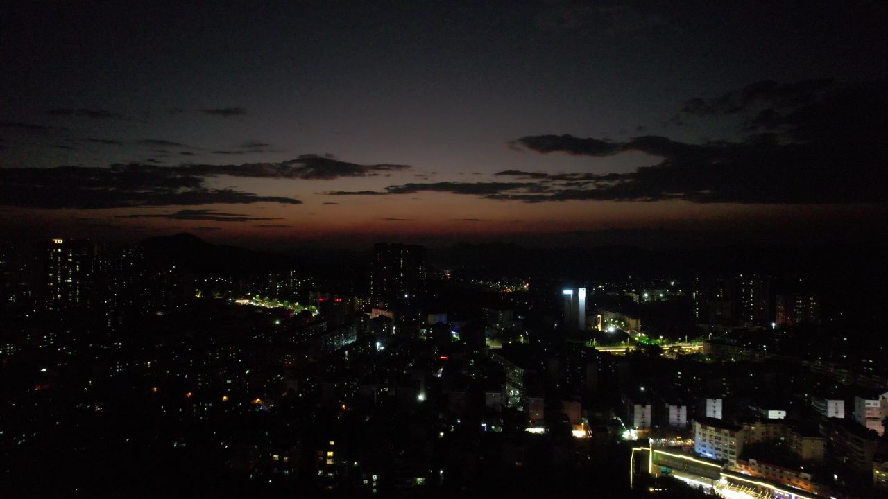 湖南郴州城市夜景灯光航拍