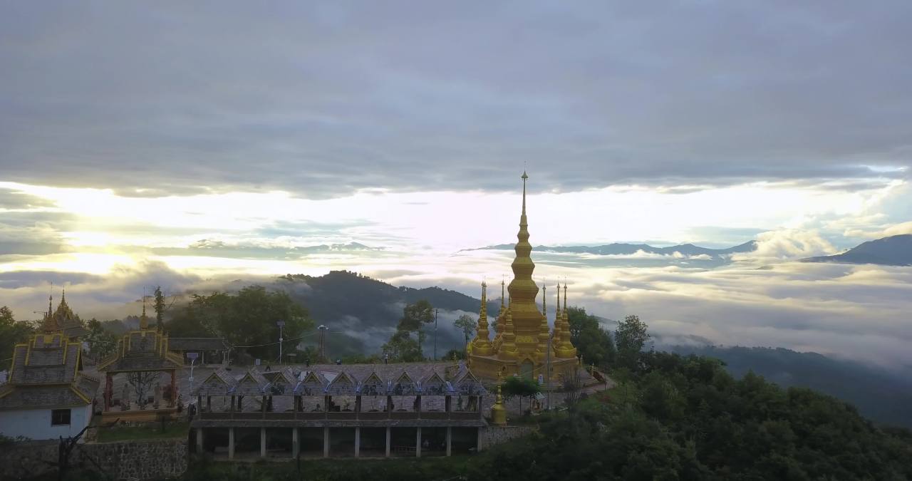 12普洱景迈茶山茶林航拍傣族大金塔唯美云海航拍